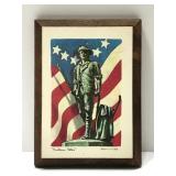Minuteman statue picture on his plaque