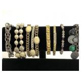 Seven vintage and newer bracelets