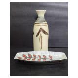 Pottery vase and trinket dish