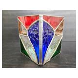 Square slag glass candle holder