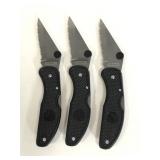 Trio of stainless steel pocket knives