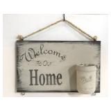 Wooden farmhouse style "Welcome" sign