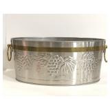 Large silver oval grapevine embossed tub