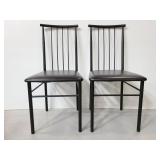 Pair of metal frame modern black dining chairs