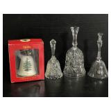 Three crystal bells with one Spode 2008 bell