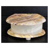 Vintage Onyx stone clam shell trinket box