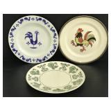 Lot of 3 vintage ceramic rooster dinner plates