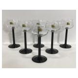 Set of 6 Luminarc black stem 4oz glass goblets