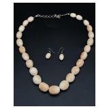 Light Coral stone necklace with earrings