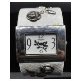 POV white leather cuff watch