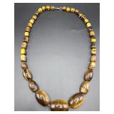 Graduated atiger eye bead necklace