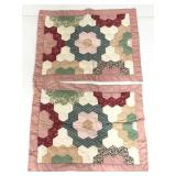 Pair of hand sewn patchwork pillow shams