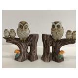 Vintage set of Ardco ceramic owl bud vases