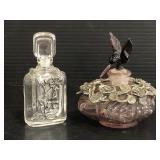 Two vintage metal cased perfume bottles