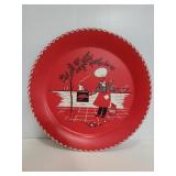 Stoyke painted red large metal tray