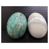 Paor of alabaster eggs