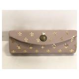 Blush & gold genuine leather lipstick holder