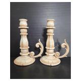 Ornate resin candlestick holders w/ handles