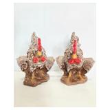 Pair of ceramic roosters