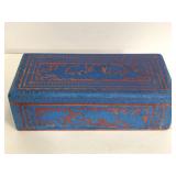 Painted wood carved rectangular box