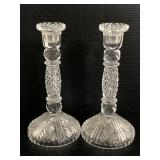 Pair of cut glass candle stick holders