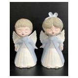 Pair of glazed ceramic angel figures