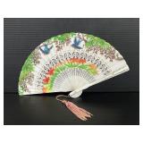 Vintage painted Eastern plastic hand fan