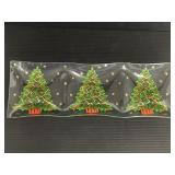 Divided Christmas tree glass serving dish