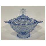 Translucent blue lidded candy dish