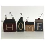 Wooden "H-O-M-E" house shaped blocks