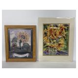 Pair of sunflower art prints