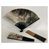 Lot of 3 vintage folding paper fans