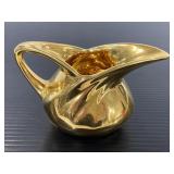 Vintage metallic gold glazed pottery creamer