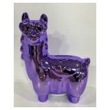 Metallic purple ceramic llama coin bank