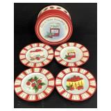 Four small ceramic Strawberry Jam plates
