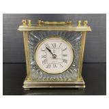 PS cut glass & gold tone quartz mantle clock