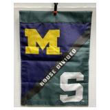 U of M & MSU house divided mini banner flag