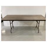 Faux wood laminate metal folding table