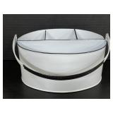 White enameled metal utensil caddy