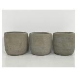 Lot of 3 small concrete planters