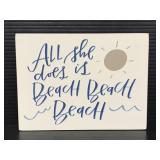 Beach beach beach wood block sign