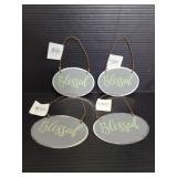 Four small Blessed metal signs