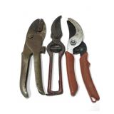Three assorted pairs of work snips