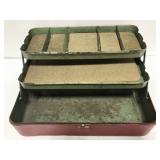 Vintage red 2 shelf handheld toolbox