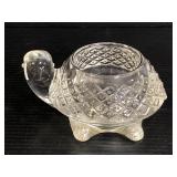 Avon clear glass turtle tea light holder
