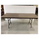 Faux wood laminate metal folding table