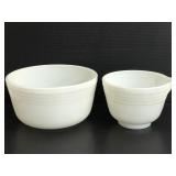 Two Pyrex white ceramic mixing bowls