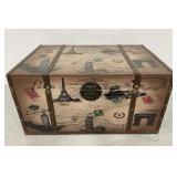 Vintage-style faux leather travel trunk