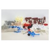 Collection of vintage plastic farm playset pieces