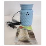 Blue hobnail wax warmer
